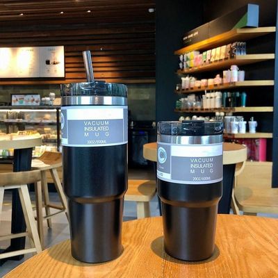 Draagbare thermosflessen met rietjes aangepast 20 oz /30 oz roestvrij staal geïsoleerde waterbeker