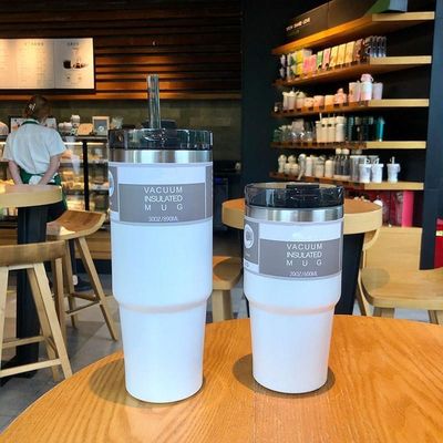 Draagbare thermosflessen met rietjes aangepast 20 oz /30 oz roestvrij staal geïsoleerde waterbeker