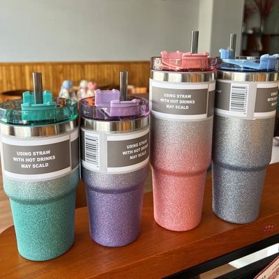 Draagbare thermosflessen met rietjes aangepast 20 oz /30 oz roestvrij staal geïsoleerde waterbeker