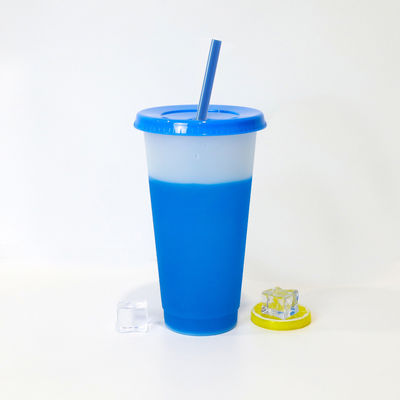 Minimalistisch ontwerp 24 oz BPA-vrije plastic kleurenveranderende beker met deksel en stro