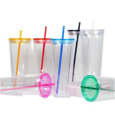 24oz Acrylic Double Wall Cold Tumbler Customized Kleur Plastic PP Cup voor feestbenodigdheden
