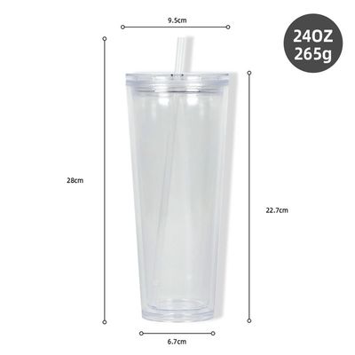 24oz Acrylic Double Wall Cold Tumbler Customized Kleur Plastic PP Cup voor feestbenodigdheden
