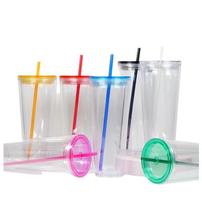 710ml heldere waterfles 24oz Plastic Tumblers met deksel en stro voor feestgelegenheid