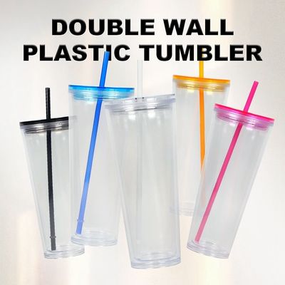 710ml heldere waterfles 24oz Plastic Tumblers met deksel en stro voor feestgelegenheid