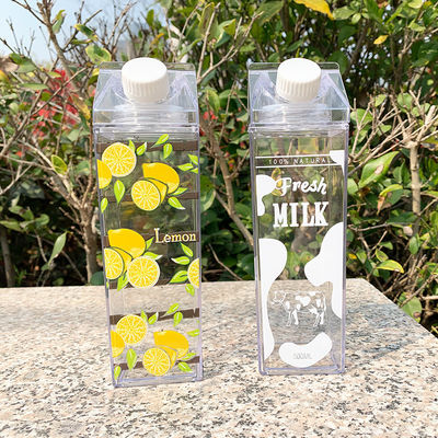 Unisex 500 ml heldere plastic waterfles van toepassing op kokend water schattig vierkant ontwerp