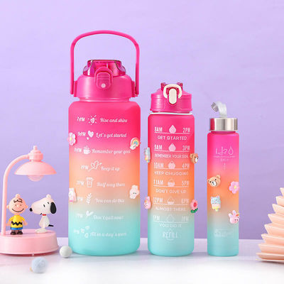 Gepersonaliseerd logo aanvaardbaar In voorraad 3-in-1 motivatie waterfles voor buitenactiviteiten
