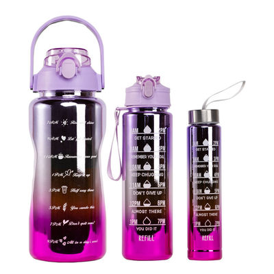 3pcs Set Plastic Motivational Water Flasken met Time Marker Bereik je Fitness Doelen