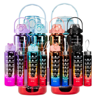 3pcs Set Plastic Motivational Water Flasken met Time Marker Bereik je Fitness Doelen