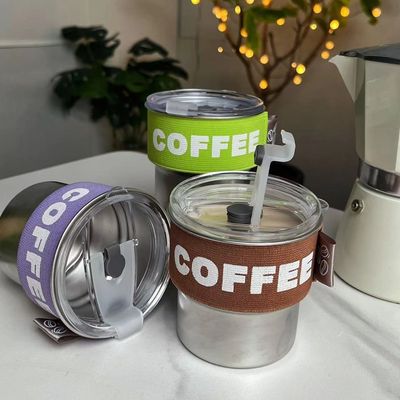 Kleur Op maat 400 ml 304 roestvrij staal lekbestendig Draagbaar breed mondend mini thermosfles