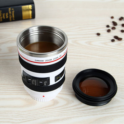 400 ml geïsoleerde automatische roterende roerende camera lens vorm koffiebeker voor de Nomad