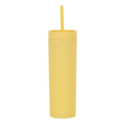 16oz Custom Matte Waterfles Dubbelwand Acryl Tumbler Koffie Melkbek met stro