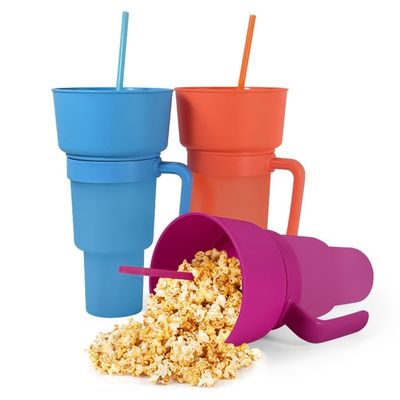 Gepersonaliseerd logo geaccepteerd plastic snack mok met handvat milieuvriendelijk en duurzaam