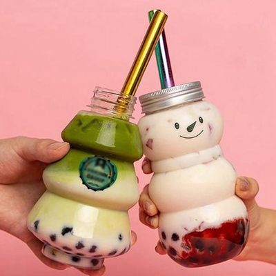 Custom 500ml PET Plastic sneeuwman kerstfles voor drank decoratie Custom