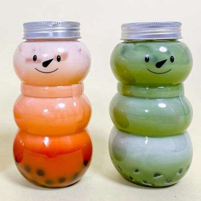 Custom 500ml PET Plastic sneeuwman kerstfles voor drank decoratie Custom