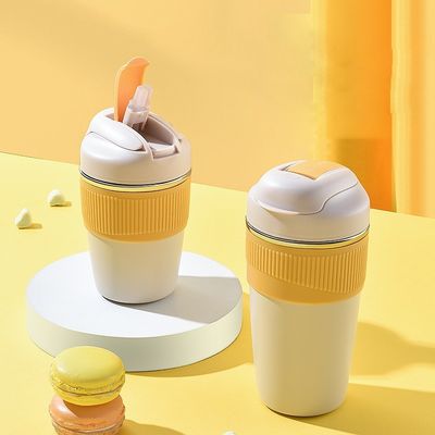 Custom Logo 350 ml 480 ml 316 roestvrijstalen waterfles met siliconen deksel en stro
