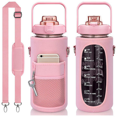 Amerikaanse stijl 64 oz half gallon waterfles grote capaciteit 2000 ml met mouw en riem