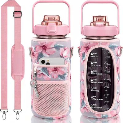 Amerikaanse stijl 64 oz half gallon waterfles grote capaciteit 2000 ml met mouw en riem