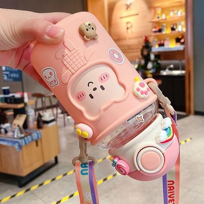620 ml Draagbare 3D-sticker Plastic waterfles schattig berenontwerp voor kinderen en studenten