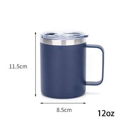 Duurzaam 12oz metaal 304 roestvrij staal Warm reis koffiebeker met handvat voor feest