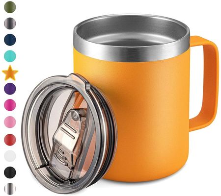 Duurzaam 12oz metaal 304 roestvrij staal Warm reis koffiebeker met handvat voor feest