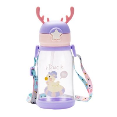 Grote capaciteit kinderen stro waterbeker cartoon zomer 600 ml met aangepaste kleur
