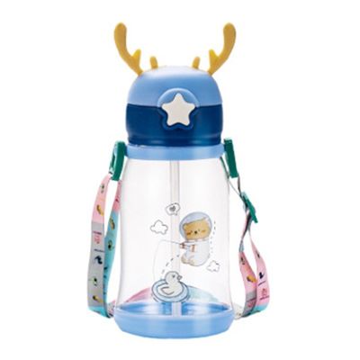 Grote capaciteit kinderen stro waterbeker cartoon zomer 600 ml met aangepaste kleur