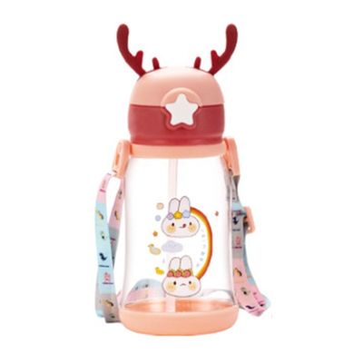 Grote capaciteit kinderen stro waterbeker cartoon zomer 600 ml met aangepaste kleur