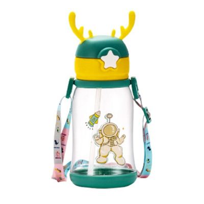 Grote capaciteit kinderen stro waterbeker cartoon zomer 600 ml met aangepaste kleur