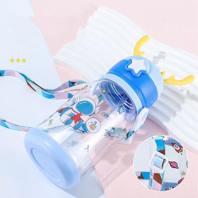 600 ml capaciteit Custom Logo Transparent Food Grade Plastic Straw Cup voor kinderen