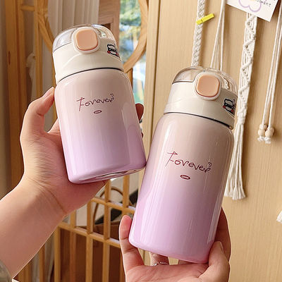 Leuke kinderen leerling handig stro water thermosfles 350 ml mini vacuümbeker