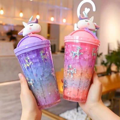 Terug naar school waterfles Nieuwste dubbele wand plastic tumbler met stro en deksel
