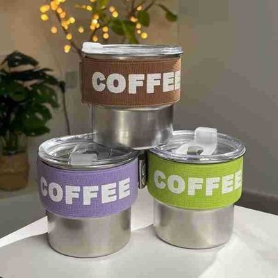 Koffiebottels op maat Kleur 400ml 304 roestvrij staal Mini Thermosfles Met touw