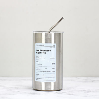 Roestvrij staal 320 ml/600 ml Dubbelwand dunne rechte geïsoleerde koffiebekers met deksel en stro