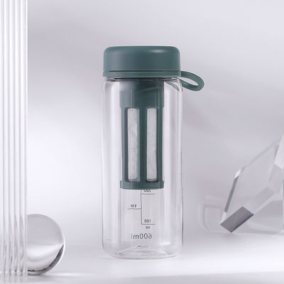 450 ml 600 ml draagbare heldere BPA-vrije Tritan plastic waterfles met weegschaal voor fitness