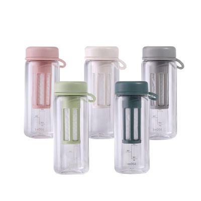450 ml 600 ml draagbare heldere BPA-vrije Tritan plastic waterfles met weegschaal voor fitness