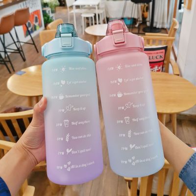 2000 ml kleuren ruimtebeker met tijdschaal waterfles voor volwassenen