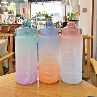 2000 ml kleuren ruimtebeker met tijdschaal waterfles voor volwassenen