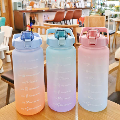 2000 ml kleuren ruimtebeker met tijdschaal waterfles voor volwassenen