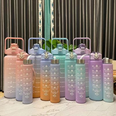 Milieuvriendelijk BPA-vrij Gradiaal Kleur Motiverend Gym Fitness Sport Tritan Waterfles Set