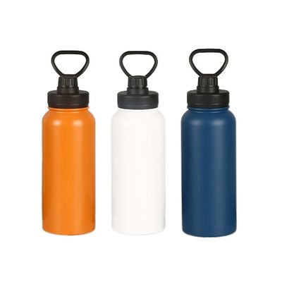 Direct draagbare vacuümgeïsoleerde sportflessen van roestvrij staal 1000 ml met handvaten