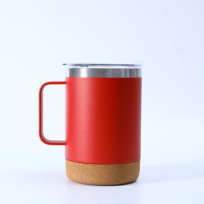 Stijlvolle roestvrij staal kantoor koffiebeker 12oz/16oz met kurk bodem en handgreep