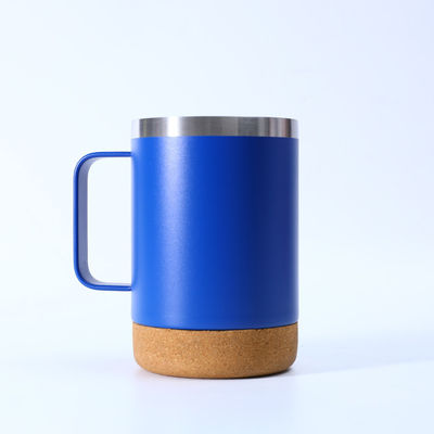 Stijlvolle roestvrij staal kantoor koffiebeker 12oz/16oz met kurk bodem en handgreep