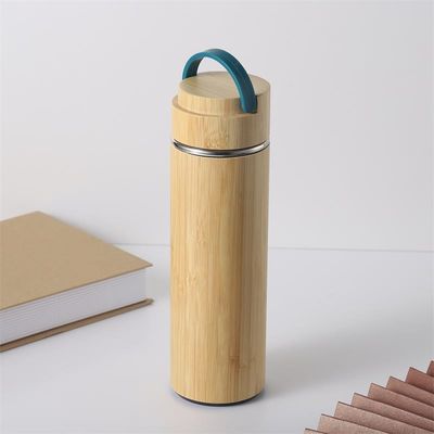 500 ml rechte beker Custom Logo Roestvrij staal bamboe thermosbeker 304 Inner vacuüm waterfles