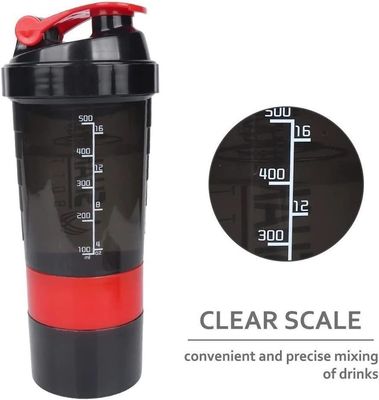 Unisex Custom Logo 500ml Bpa Free Shaker Fles PP Milk Shake Cup Proteïne poeder Fitness Gym Sport Waterfles Met Mengbal