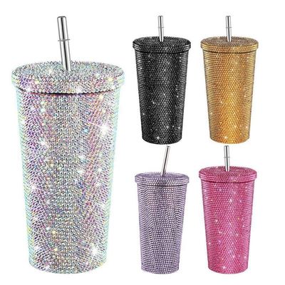 500 ml / 750 ml Tumbler aangepaste kleur dubbel geïsoleerd roestvrij staal buitenreisfles met rietjes