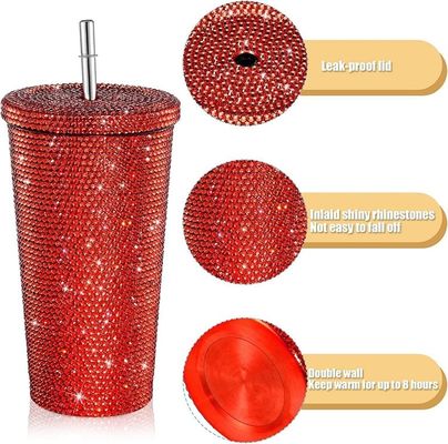 500 ml / 750 ml Tumbler aangepaste kleur dubbel geïsoleerd roestvrij staal buitenreisfles met rietjes