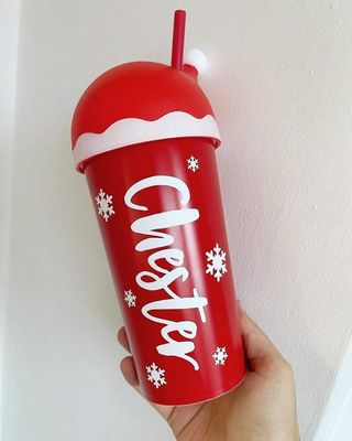 Mugs Drinkware Type Kerstcadeau 20oz Tumbler Mug met Santa Hat deksel en stro