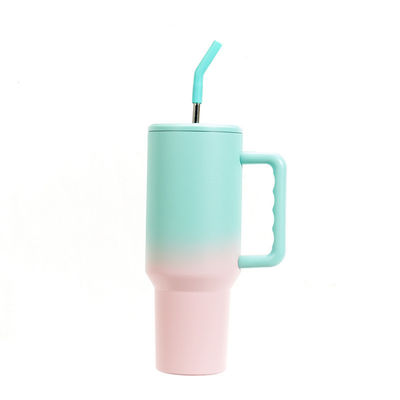 EU-standaard Custom Logo 40 oz Flask van roestvrij staal Sportwaterfles met handvat en stro