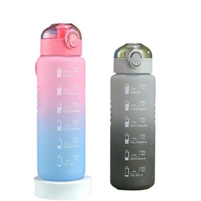 32 oz 1000 ml motivatieve sport waterfles met stroom Flip top lekvrije deksel draagbaar