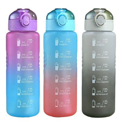32 oz 1000 ml motivatieve sport waterfles met stroom Flip top lekvrije deksel draagbaar